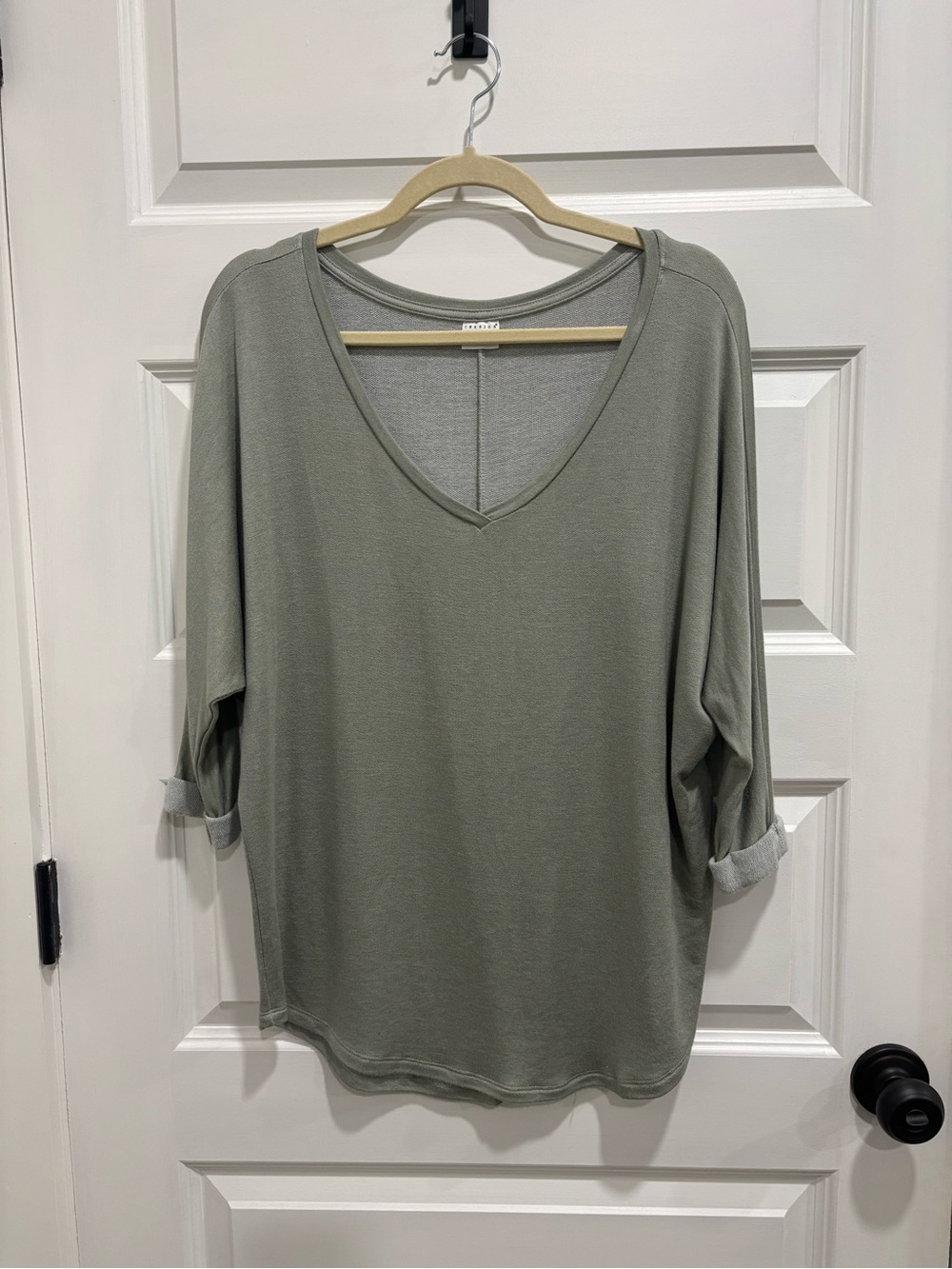 Tresics Sage Green V-Neck Lightweight Long Sleeve Top